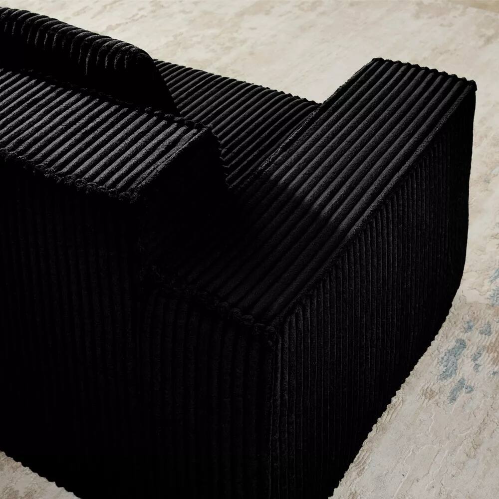 Alt View 5. Meqiodas - Boneless Couch for Living Room, Modular Sectional Sofa with Ottoman, Convertible L Shaped Couch, No Assembly Required - Black.