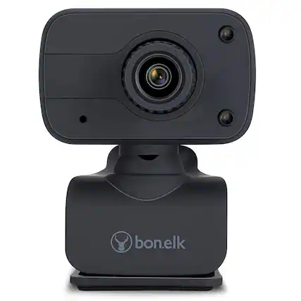Front. Bonelk - BonElk USB Webcam 1080p with LED lighting with Windows, Mac, Android - Black.