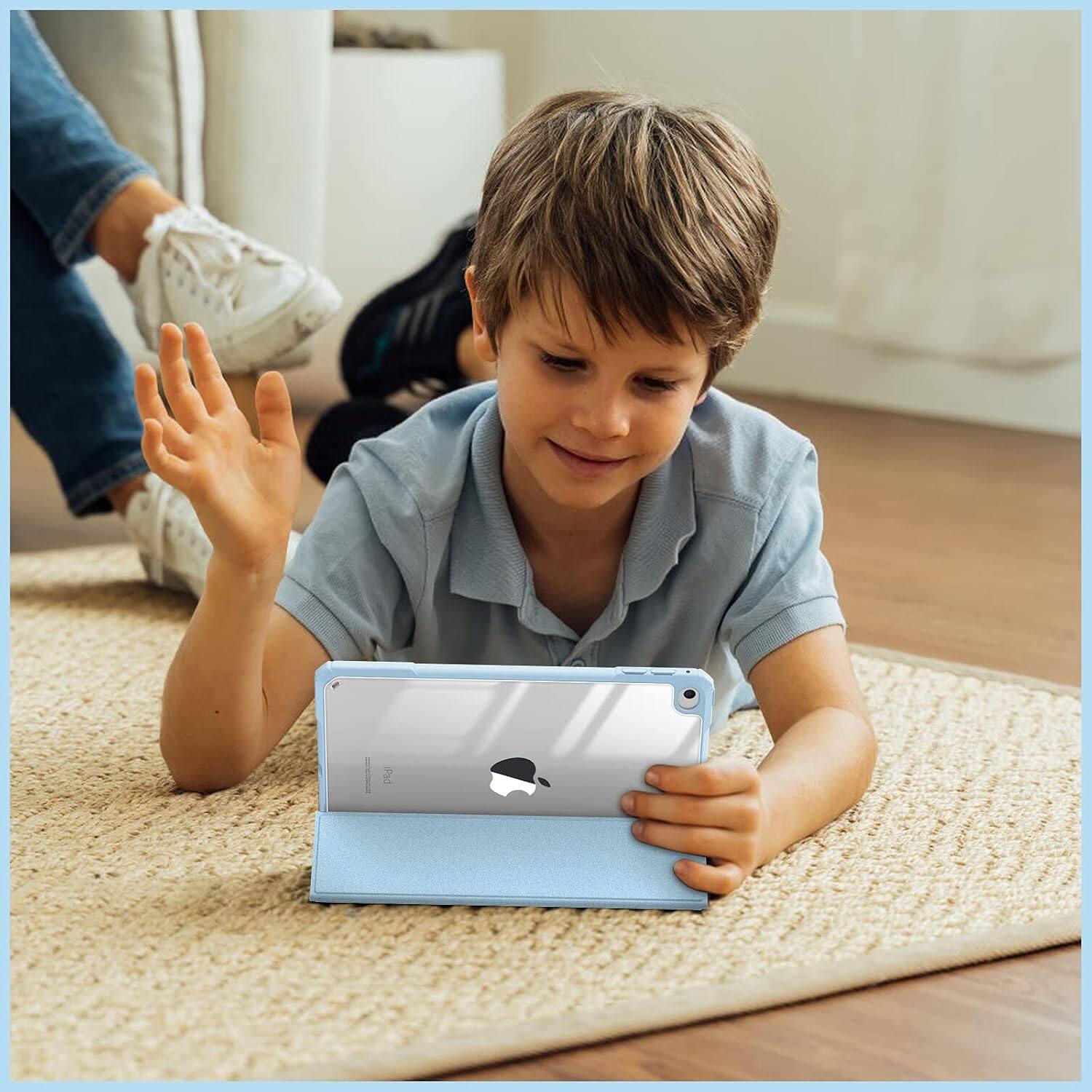 Alt View 5. Fintie - Clear Case for iPad mini 5th Generation 7.9 inch/ iPad mini 4 Hybrid Slim Shockproof Cover with Transparent Back Shell - Sky Blue.