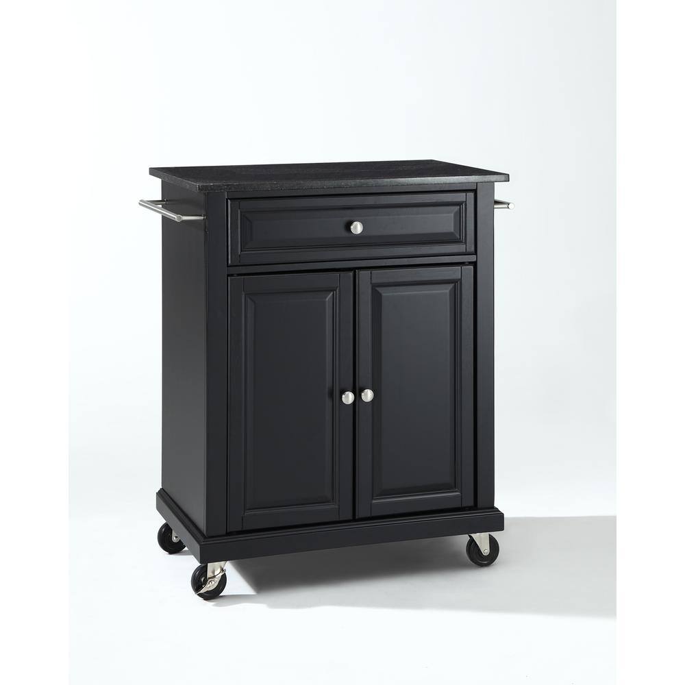 Back. Crosley Furniture - Compact Granite Top Kitchen Cart - Black.