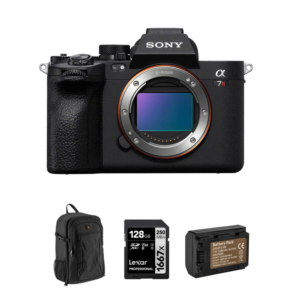 SONY E-mount  
α 7R  
128 GB  
250 MB/s  
SP V60  
Lexar PROFESSIONAL 1667x  
Battery Pack  
GXNPFZ100  
I4h  
CE  
729  
2200mA  
CAUTION  
DSASSEMALE  
- DONT OF N FRE DONT DEO-OP ITON  
- DONT CHER  
TEPPERATURE