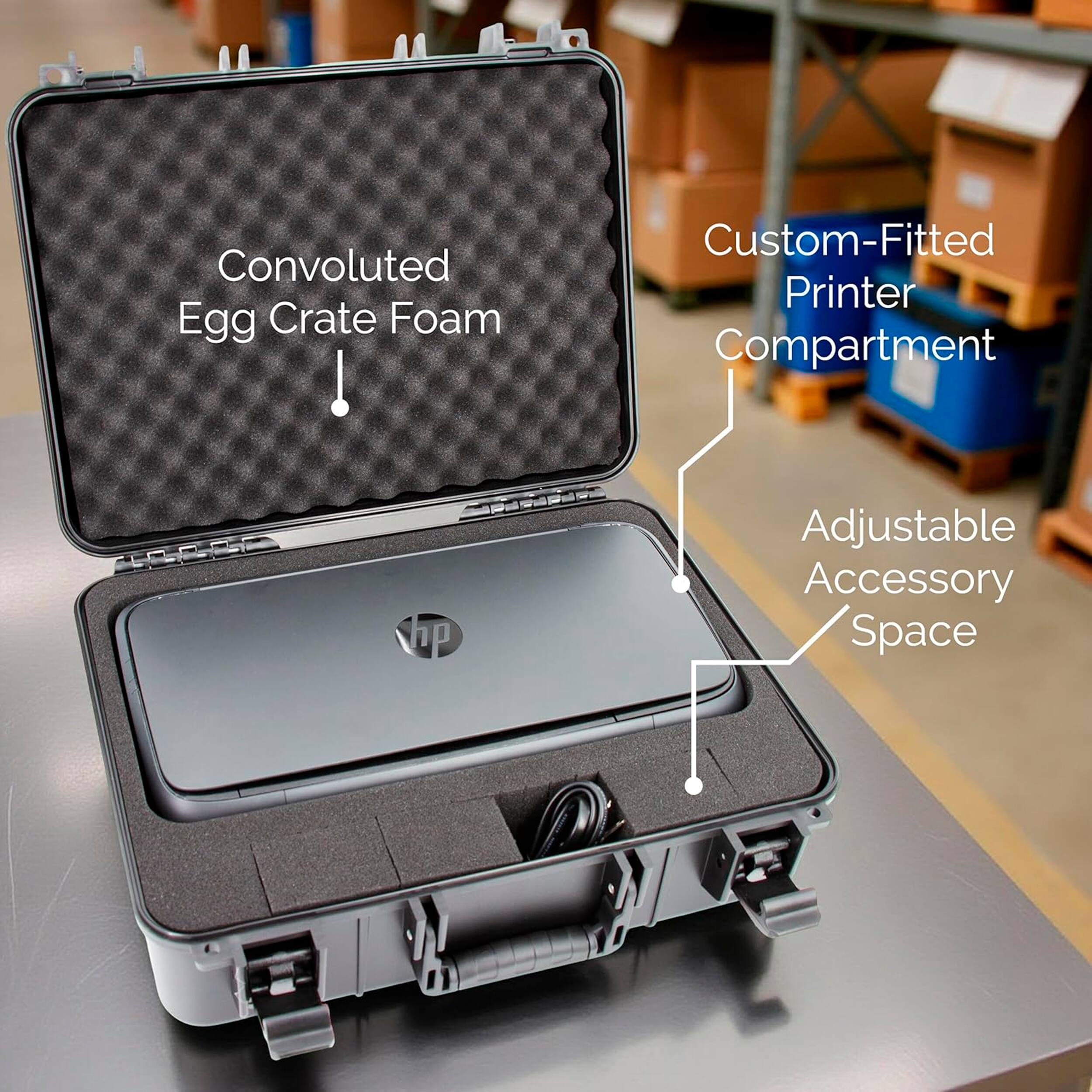 Convoluted Egg Crate Foam  
Custom-Fitted Printer Compartment  
Adjustable Accessory Space