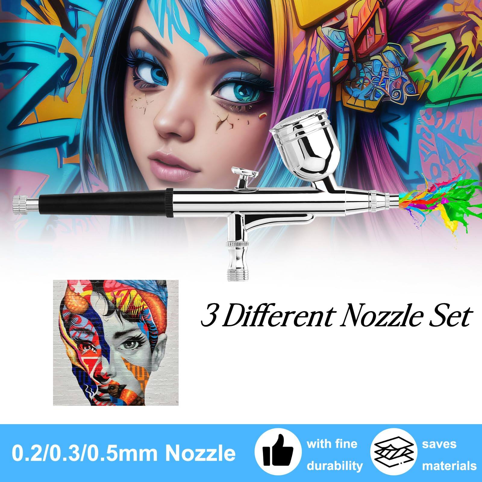 3 Different Nozzle Set  
0.2/0.3/0.5mm Nozzle  
with fine durability  
saves materials
