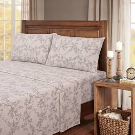 Kathy Ireland - 100% Turkish Cotton Flannel Sheet Set - Grey Toile