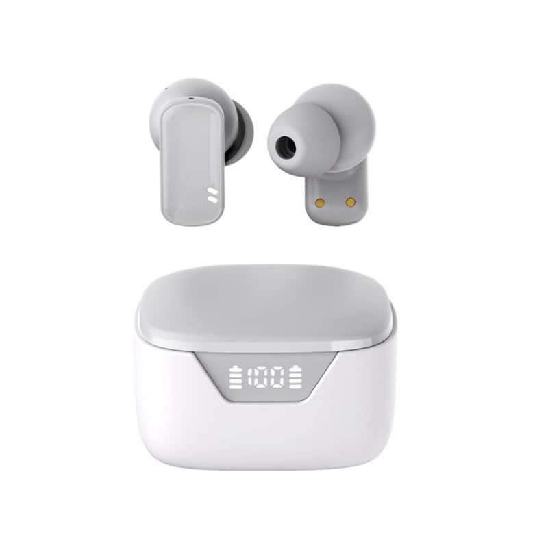 RISOKEYS - Mini Wireless Bluetooth Earbuds, 50H Battery with Digital Display, Easy Use for Travel Workout Professionals - Gray