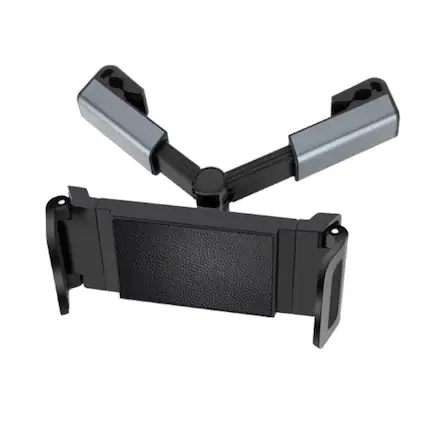 Front. Stock Preferred - 360° Car Headrest Tablet Holder - Black.