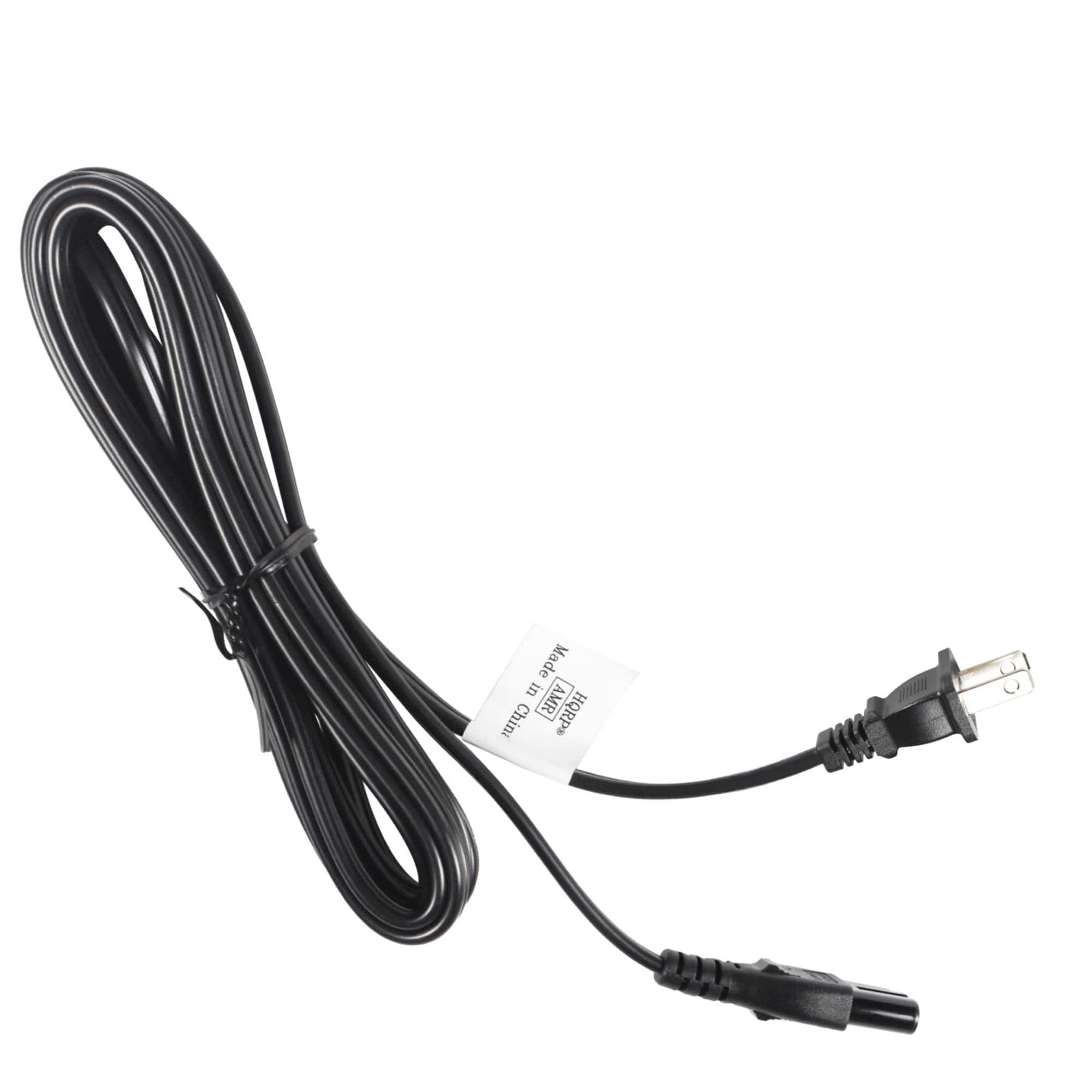 HQRP - 10 ft Figure-8 AC Power Cord with Euro Plug Adapter for Samsung TVs - IEC C7 to NEMA 1-15P - Black