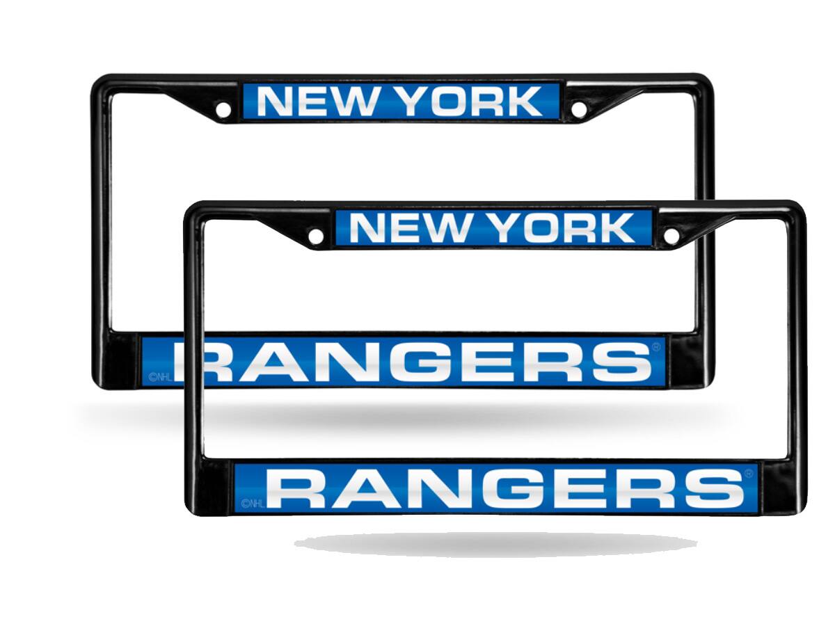 New York Rangers Black Metal Laser License Plate Frame - Set of Two Frames