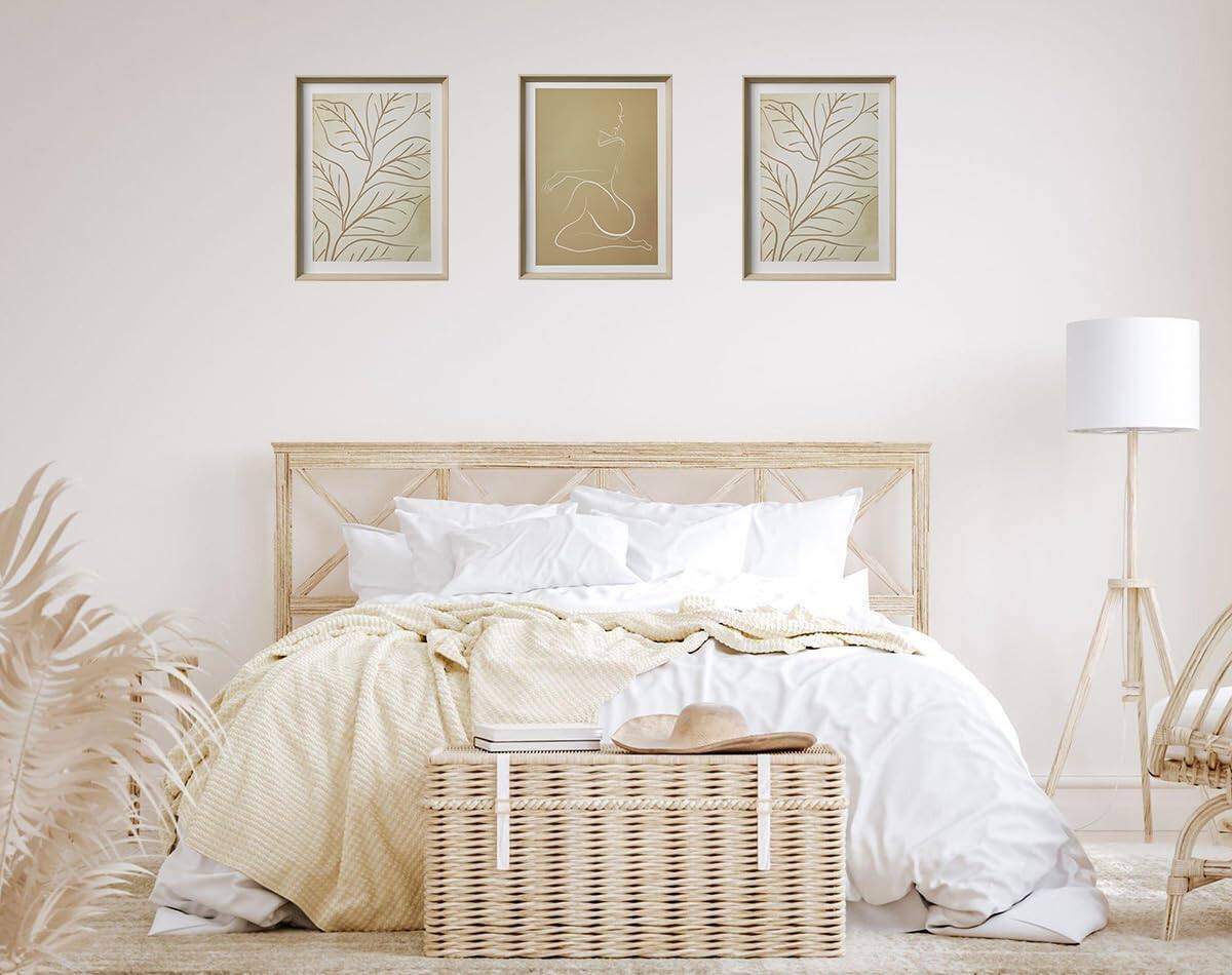 Alt View 5. Hirose Alice - UPWOIGH Boho Canvas Wall Art No Plexiglass Framed High Side Wall Art in Yellow-Brown Abstract Woman and Leaf - Morris Brown 16"L x 12"W.