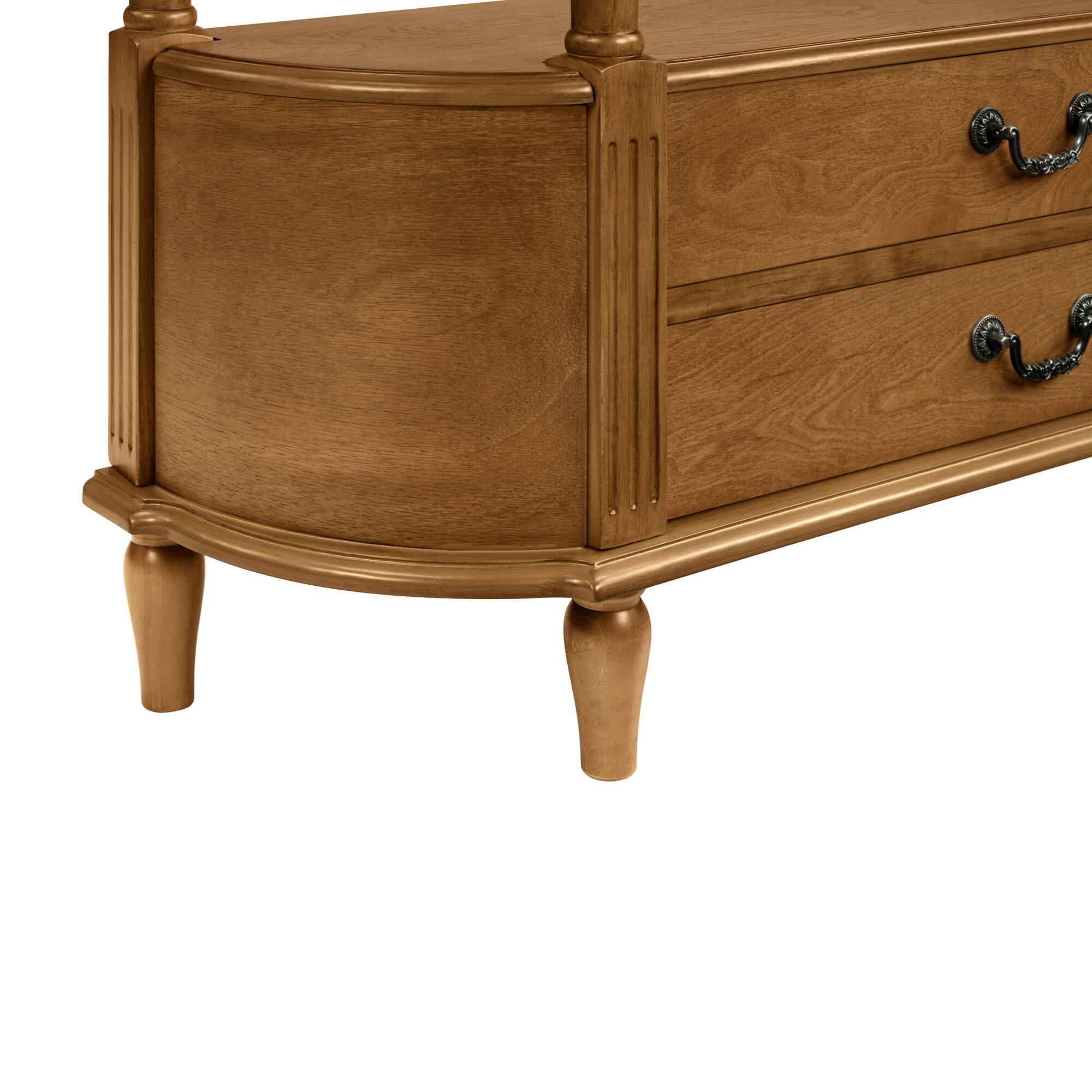 Alt View 9. GOODSILO - Retro Curved Wood Console Table with Drawers and Storage Shelf for Living Room and Hallway Entryway - Brown.