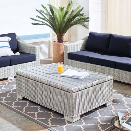Front. Modway - Conway 45" Outdoor Patio Wicker Rattan Coffee Table by Modway - Light Gray.