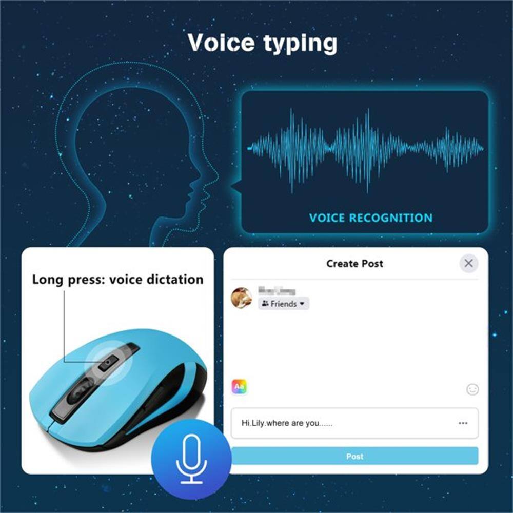 Voice typing

VOICE RECOGNITION

Long press: voice dictation

Create Post

X

Friends

Hi Lily where are you......

Post