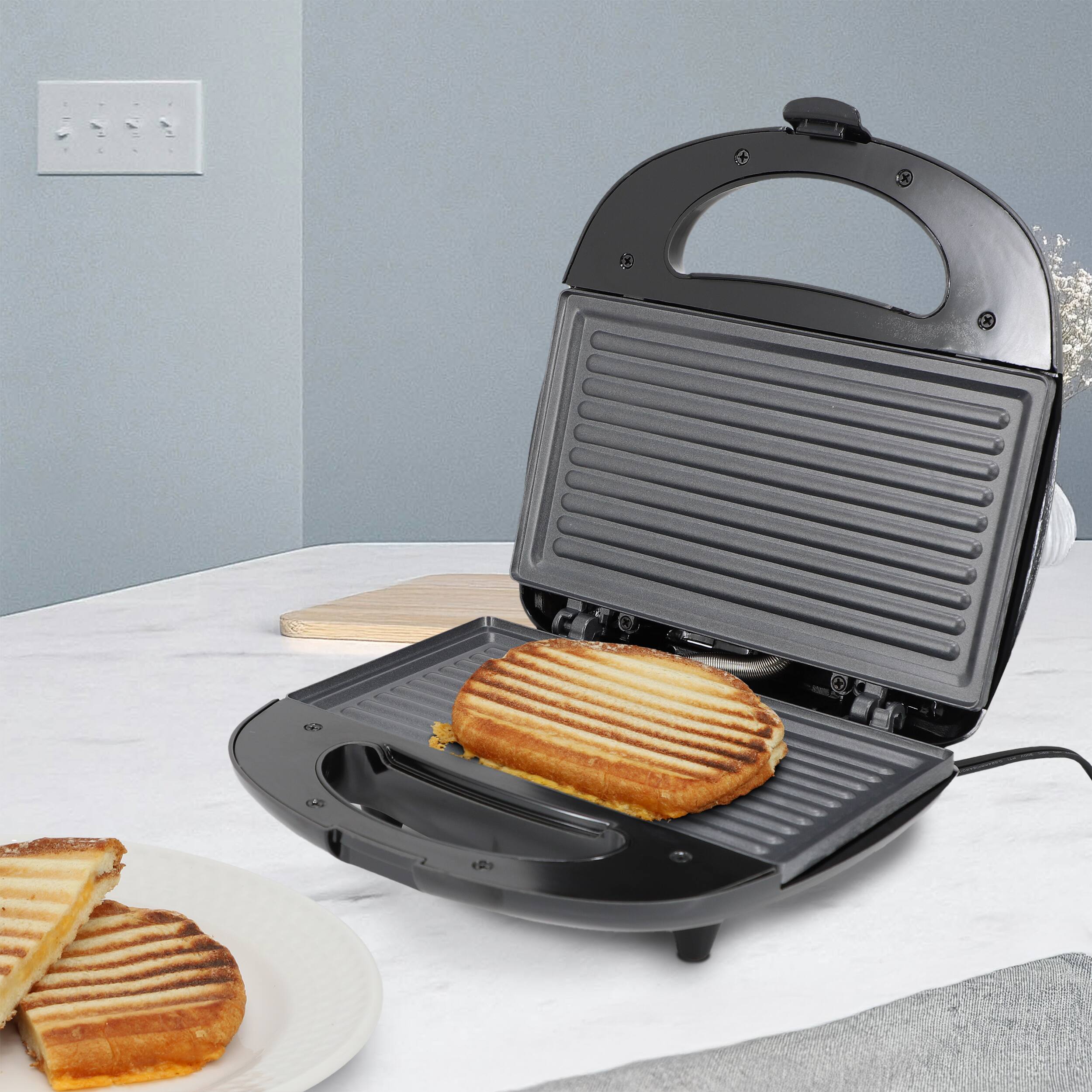 Alt View 6. MegaChef - MegaChef Electric Compact Aluminum Nonstick Sandwich Maker in Black - Black.