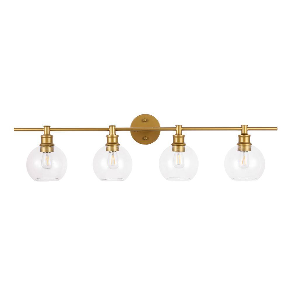 Alt View 1. Living District - Collier 4 light Brass and Clear glass Wall sconce - Brass And Clear Glass.