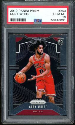 Coby White Rookie Card 2019-20 Panini Prizm #253 PSA 10