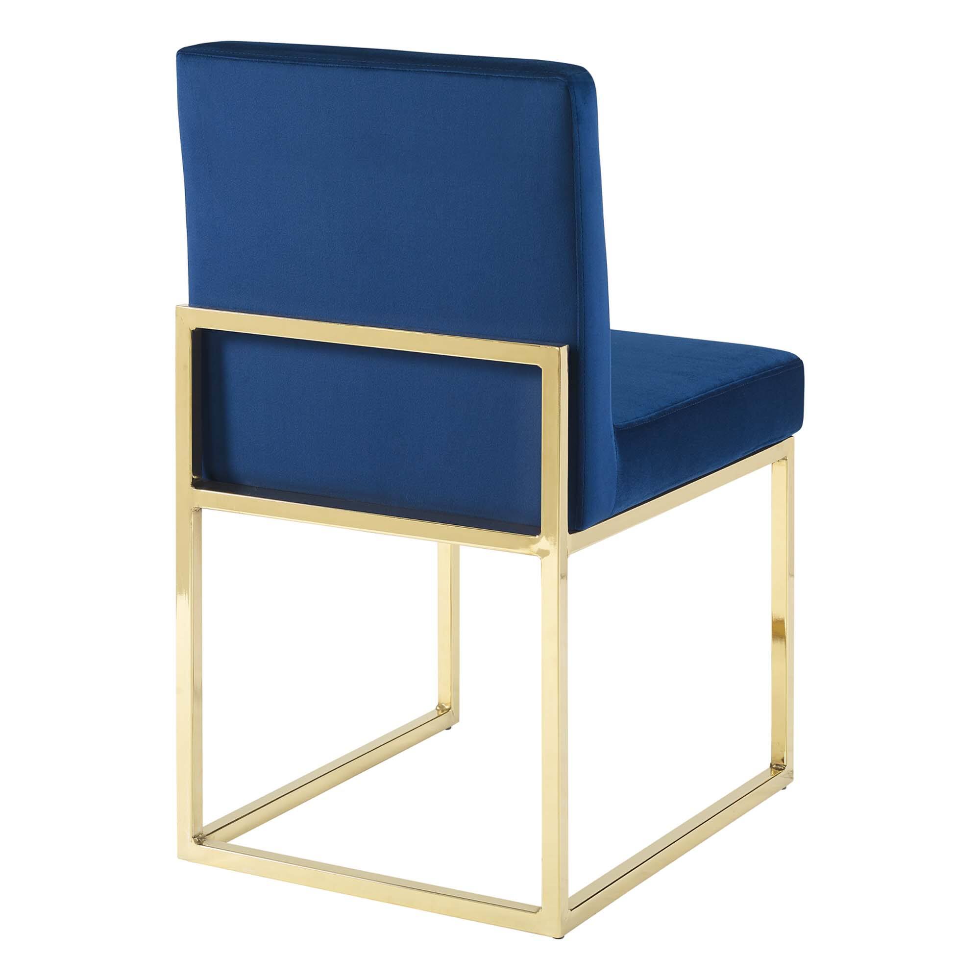 Back. Modway - Carriage Channel Tufted Sled Base Performance Velvet Dining Chair by Modway - Gold Navy.