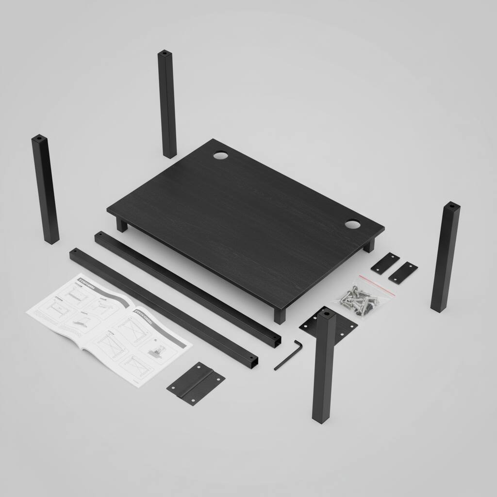 Alt View 1. AOITUN - Computer Desk 40 Inch, Small Desk, Sturdy Writing Table with Metal Frame, Modern Workstation for Bedroom, Black - Black.