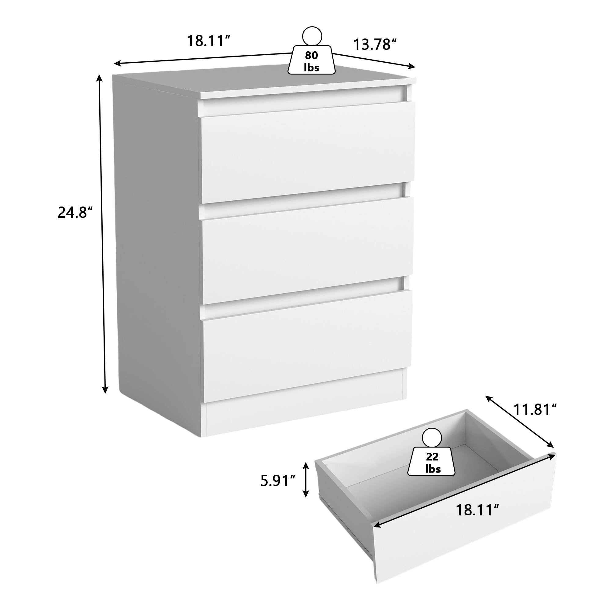 18.11" x 13.78" x 24.8" x 5.91"  
80 lbs  
18.11" x 11.81" x 11.81"  
22 lbs