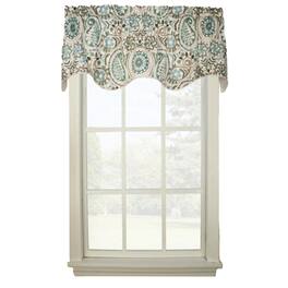 Ellis Curtain - Paisley Prism Duchess 3" Rod Pocket Valances for Windows 100" x 30" - Latte