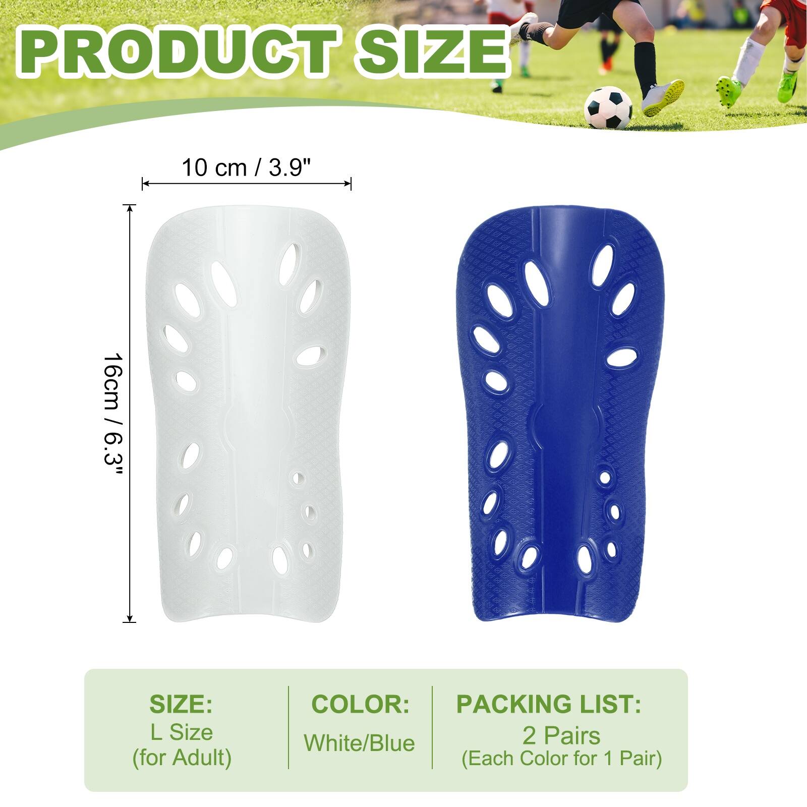 PRODUCT SIZE  
10 cm / 3.9"  
16 cm / 6.3"  

SIZE: L Size (for Adult)  
COLOR: White/Blue  
PACKING LIST: 2 Pairs (Each Color for 1 Pair)