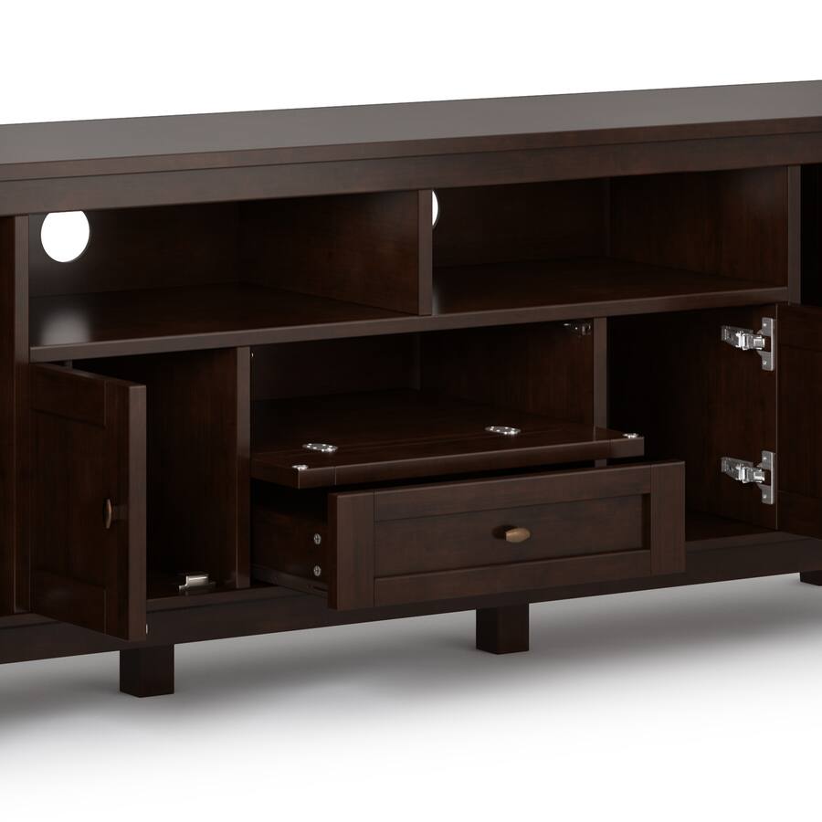 72 Inch Tv Box Simpli Home Warm Shaker SOLID WOOD 72 inch TV Media Stand For TVs up to ...