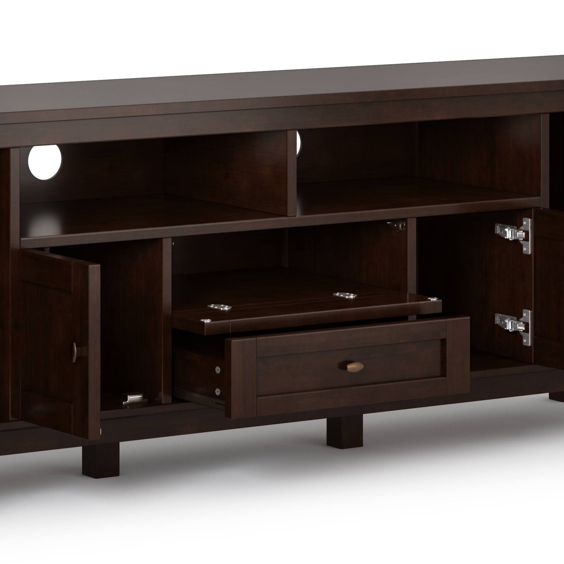 Alt View 5. Simpli Home - Warm Shaker SOLID WOOD 72 inch TV Media Stand in Russet Brown For TVs up to 80 inches - Russet Brown.