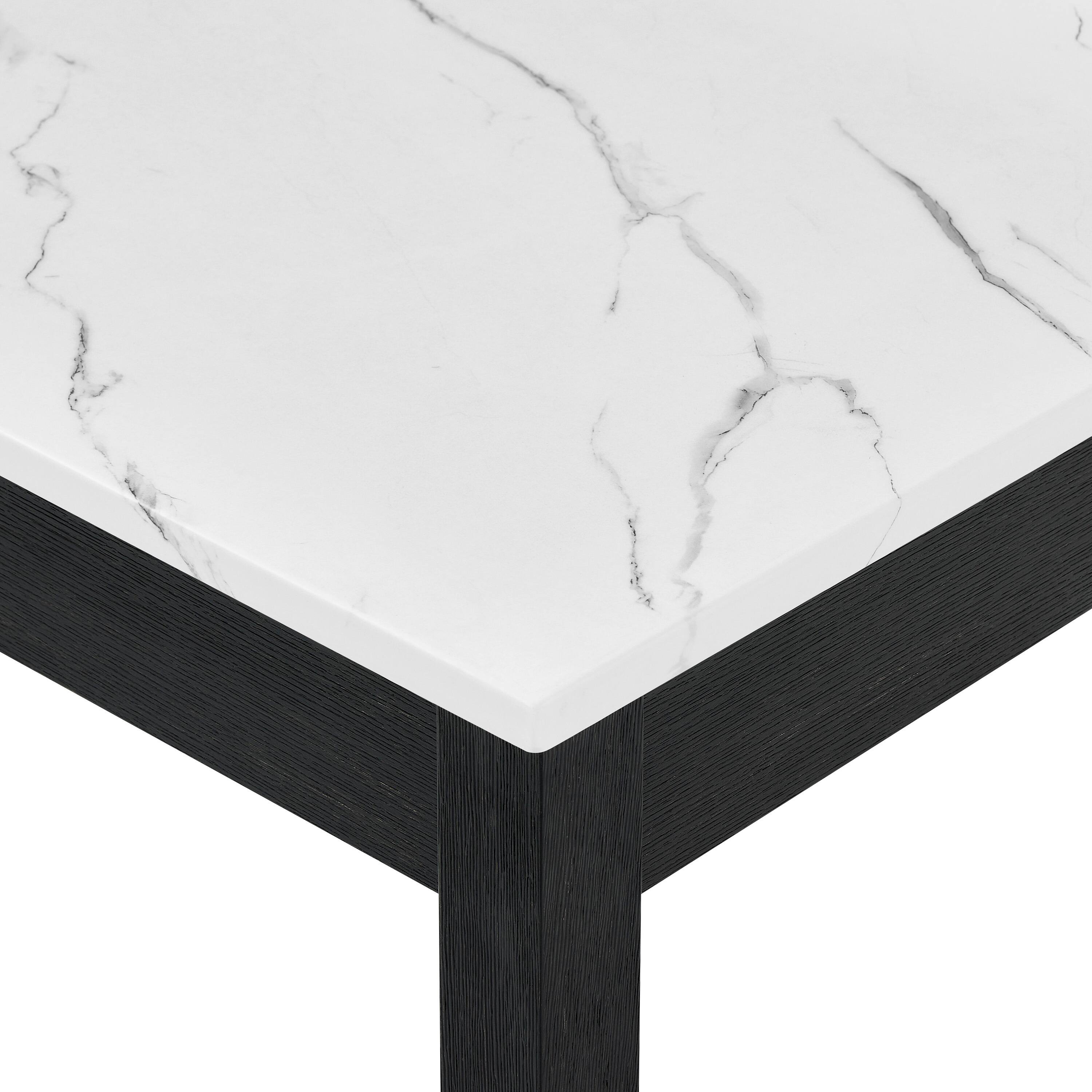 Alt View 1. Spaco - Modern Faux Marble Desk, Black Base, Storage Drawer, Home Office - Black,White.
