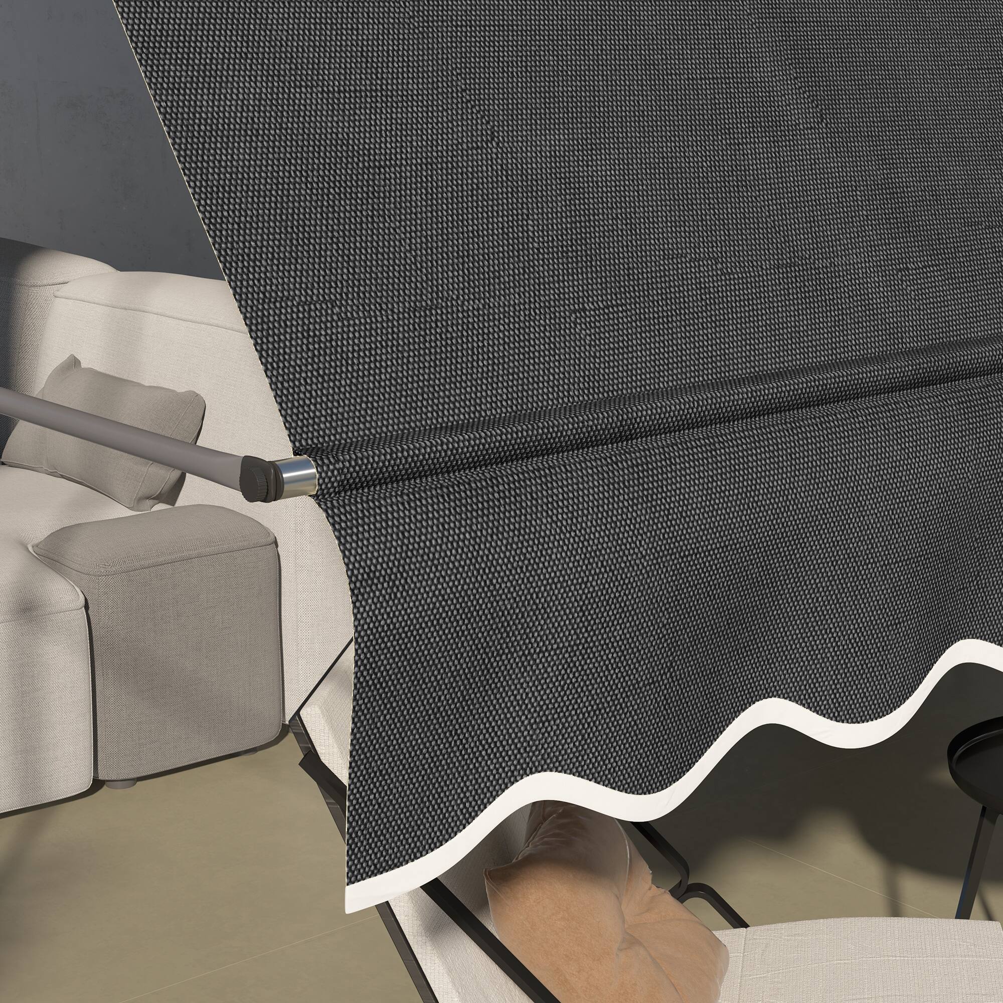 Alt View 7. Outsunny - x 4' Manual Retractable Awning, Non-Screw Patio Awning, UV Resistant - Black.