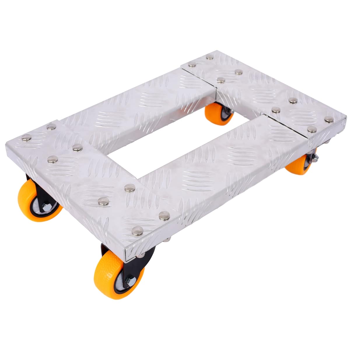 Ropilly - Heavy Duty Furniture Dolly, 18 x 12 Aluminum Dolly Cart with TPU Casters and Brake - Silver