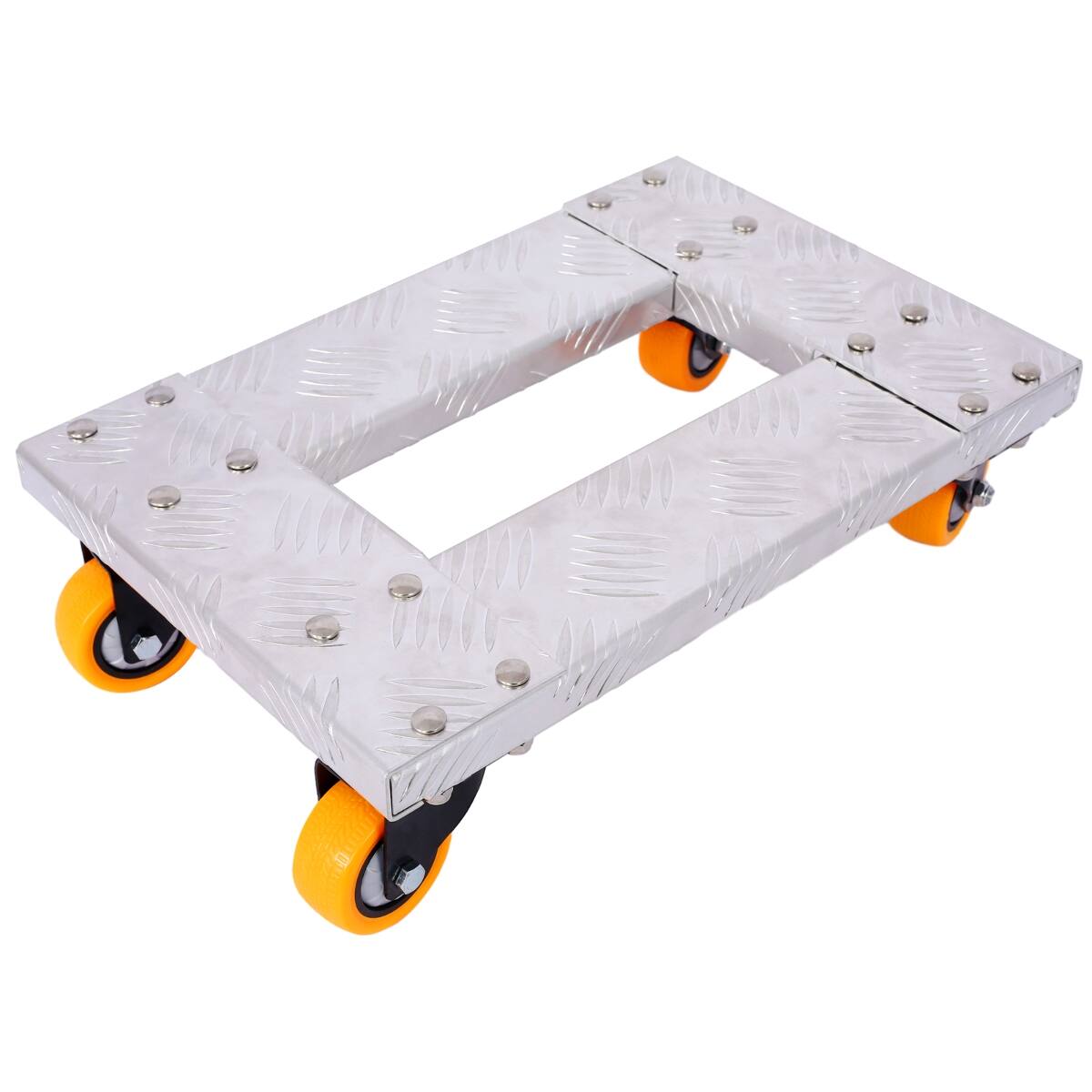 Front. Ropilly - Ropilly Heavy Duty Furniture Dolly, 18 x 12 Aluminum Dolly Cart with TPU Casters and Brake - Silver.