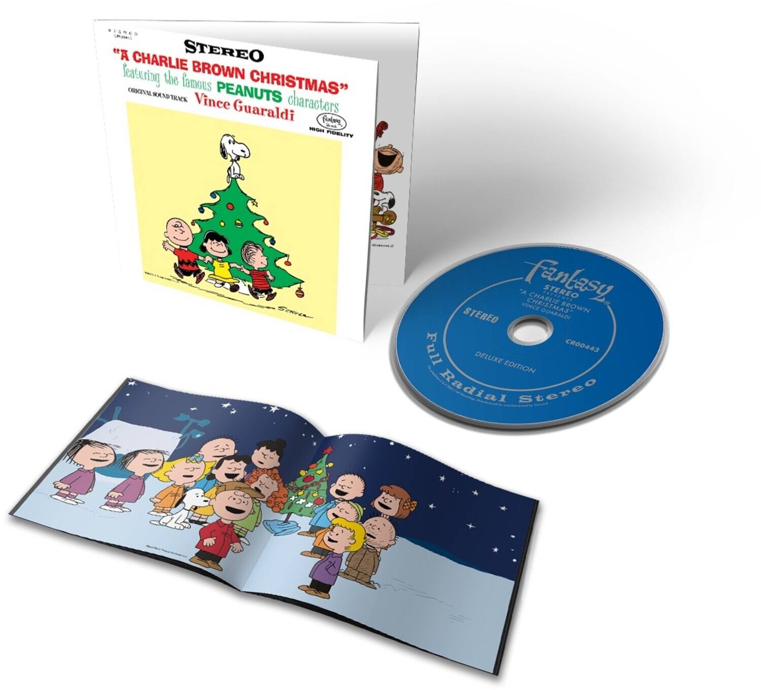 "A Charlie Brown Christmas"  
Featuring the famous Peanuts characters  
Original Sound Track  
Vince Guaraldi  
Fantasy  
Stereo  
Deluxe Edition  
Radial Stereo  
CR00443