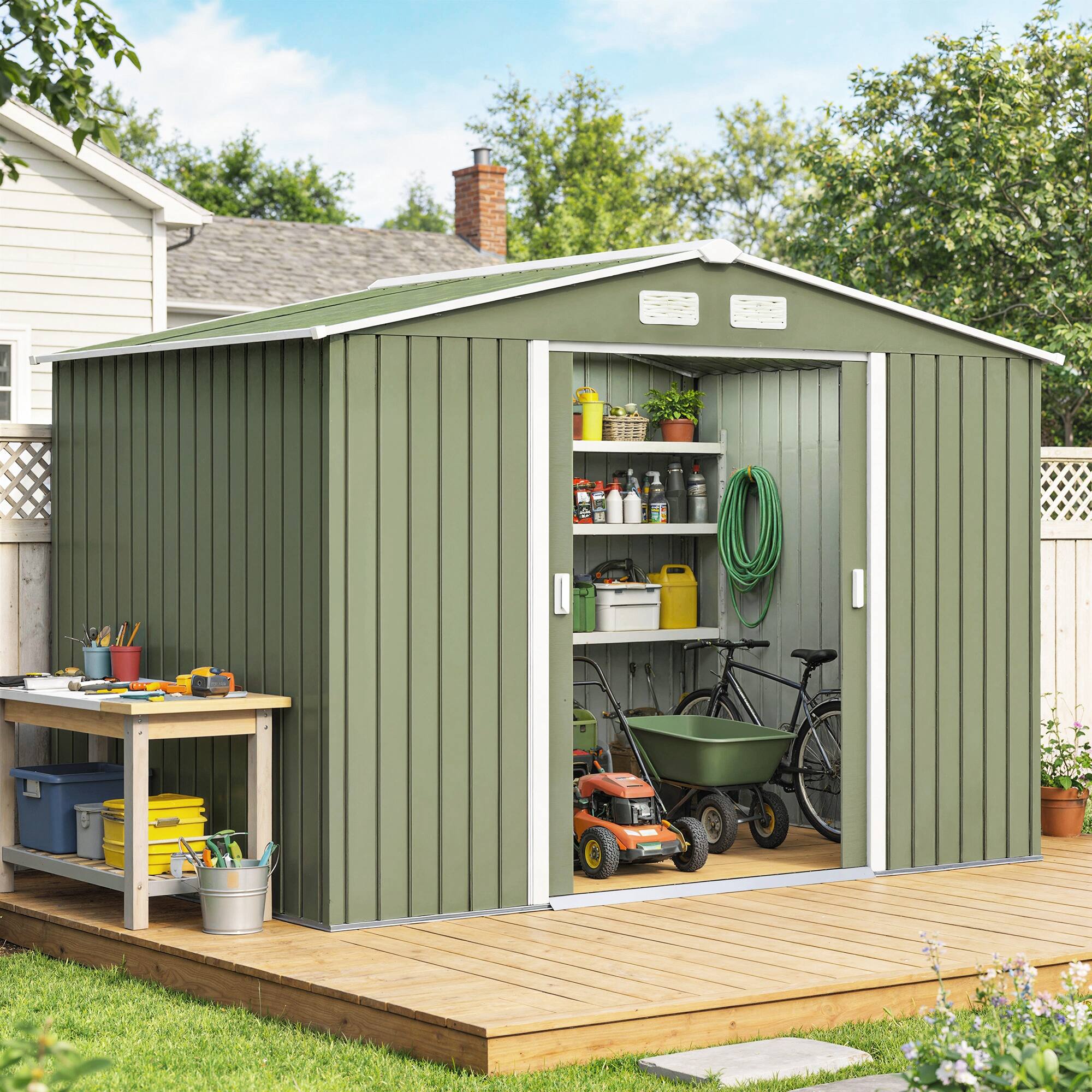 Alt View 1. Outsunny - x 6' Outdoor Storage Shed, Garden Tool Metal Shed with Foundation Kit.
