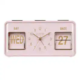 La Crosse Clock Co. - Daily Flip Tabletop Alarm Clock with Calendar - Pink