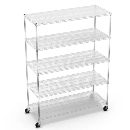 Front. COWLOWN - 5-Tier Wire Shelving Unit 7500 lb Adjustable Heavy Duty Metal Storage Rack with Wheels Chrome 82 x 60 x 24 in - Chrome.