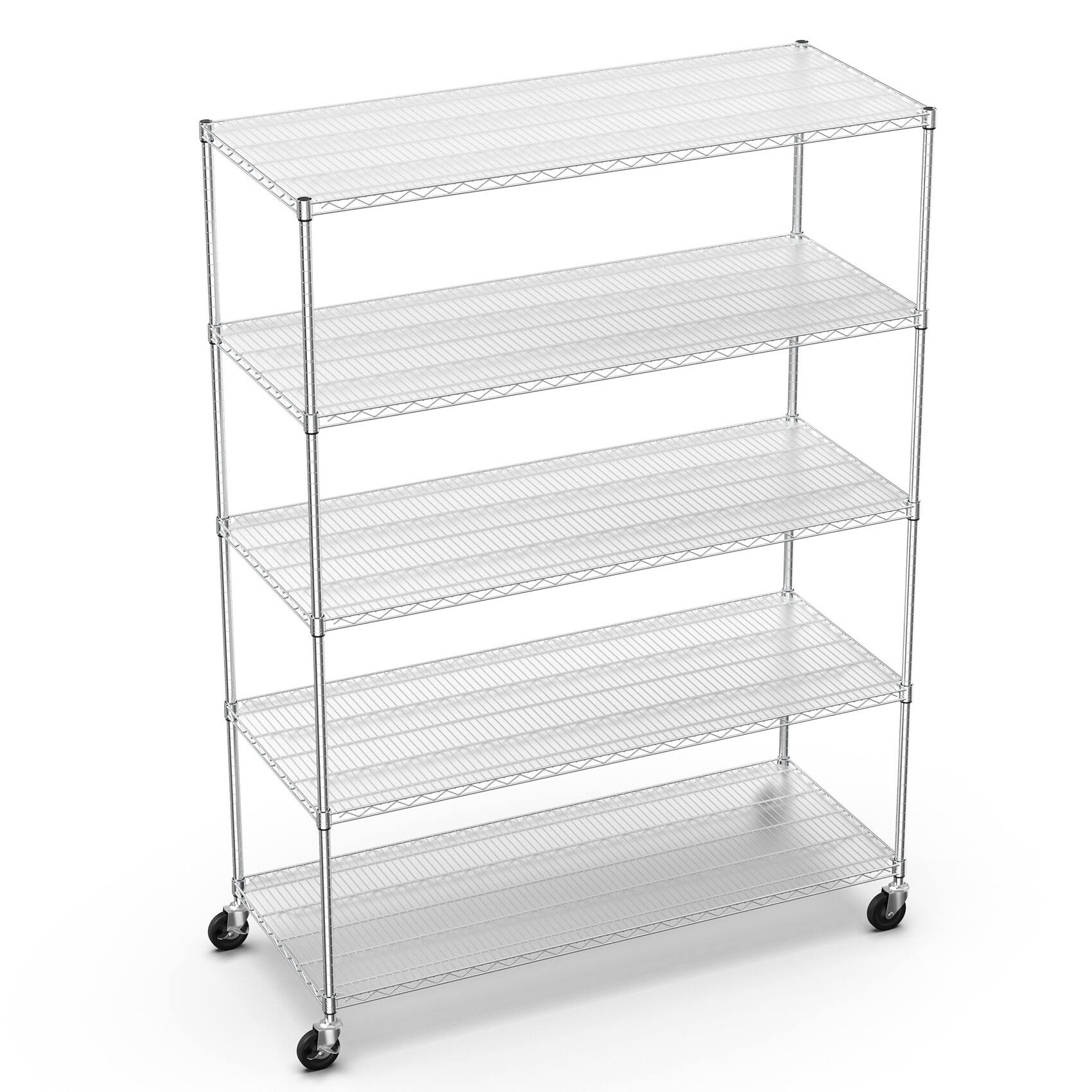 Front. COWLOWN - 5-Tier Wire Shelving Unit 7500 lb Adjustable Heavy Duty Metal Storage Rack with Wheels Chrome 82 x 60 x 24 in - Chrome.