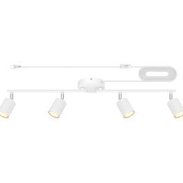Dazzed Corner - 4-Light Plug-In LED Track Lighting, Ceiling Spotlight,GU10 Socket, NO Bulb - White
