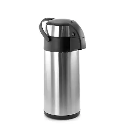 Front. MegaChef - MegaChef 5.3 Quart Stainless Steel Airpot Hot Water Dispenser for Coffee and Tea - Silver and Black.