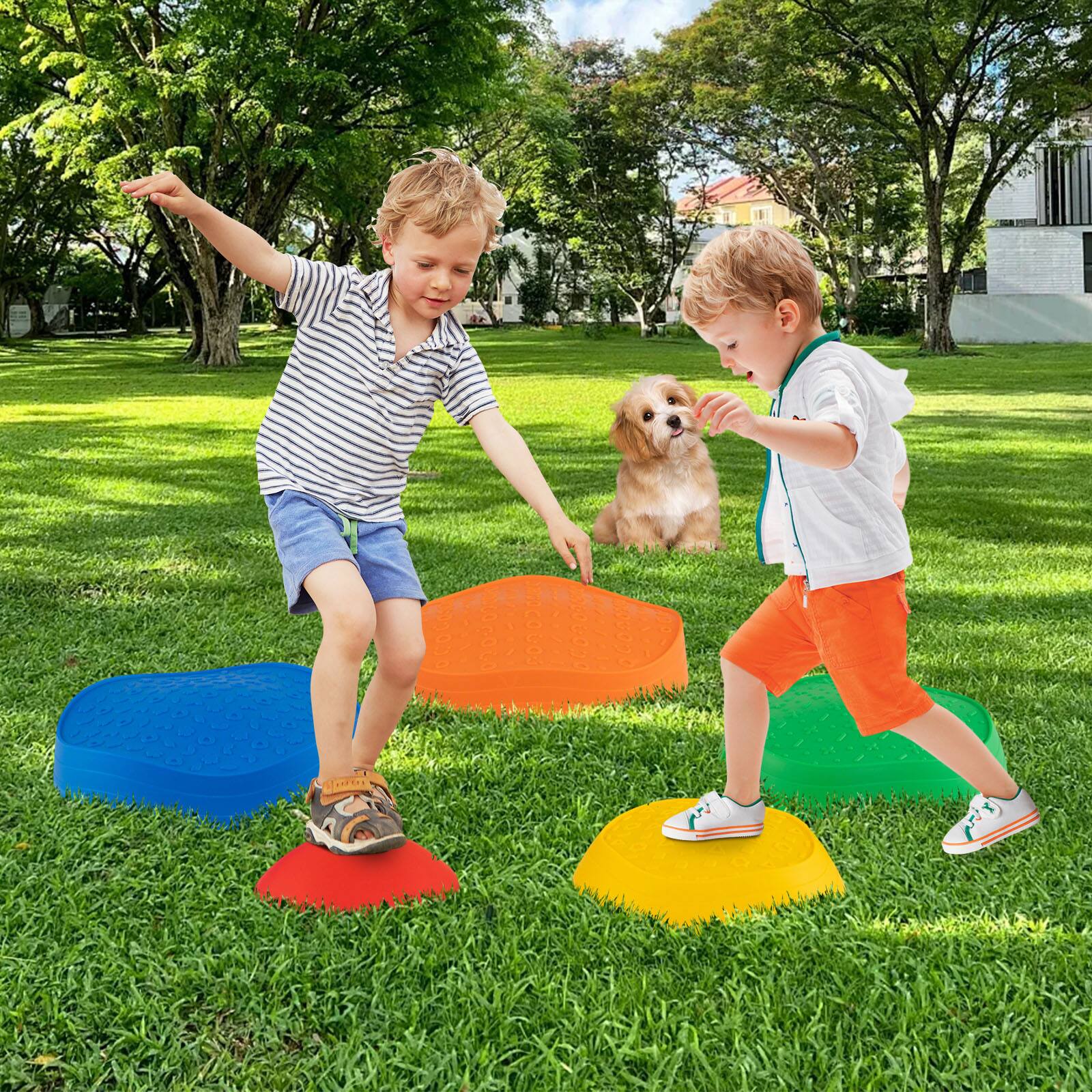 Alt View 9. Gymax - Gymax 5 PCS Stepping Stones for Kids w/Storage Bag for Motor Skills Strength Ages 3+ Multcolor - Multicolor.