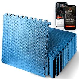 Pyle - SQUATZ Thick Puzzle Exercise Mat, 25 Pcs EVA Foam Interlocking Tiles Protective Flooring for Gym Equipment - Blue