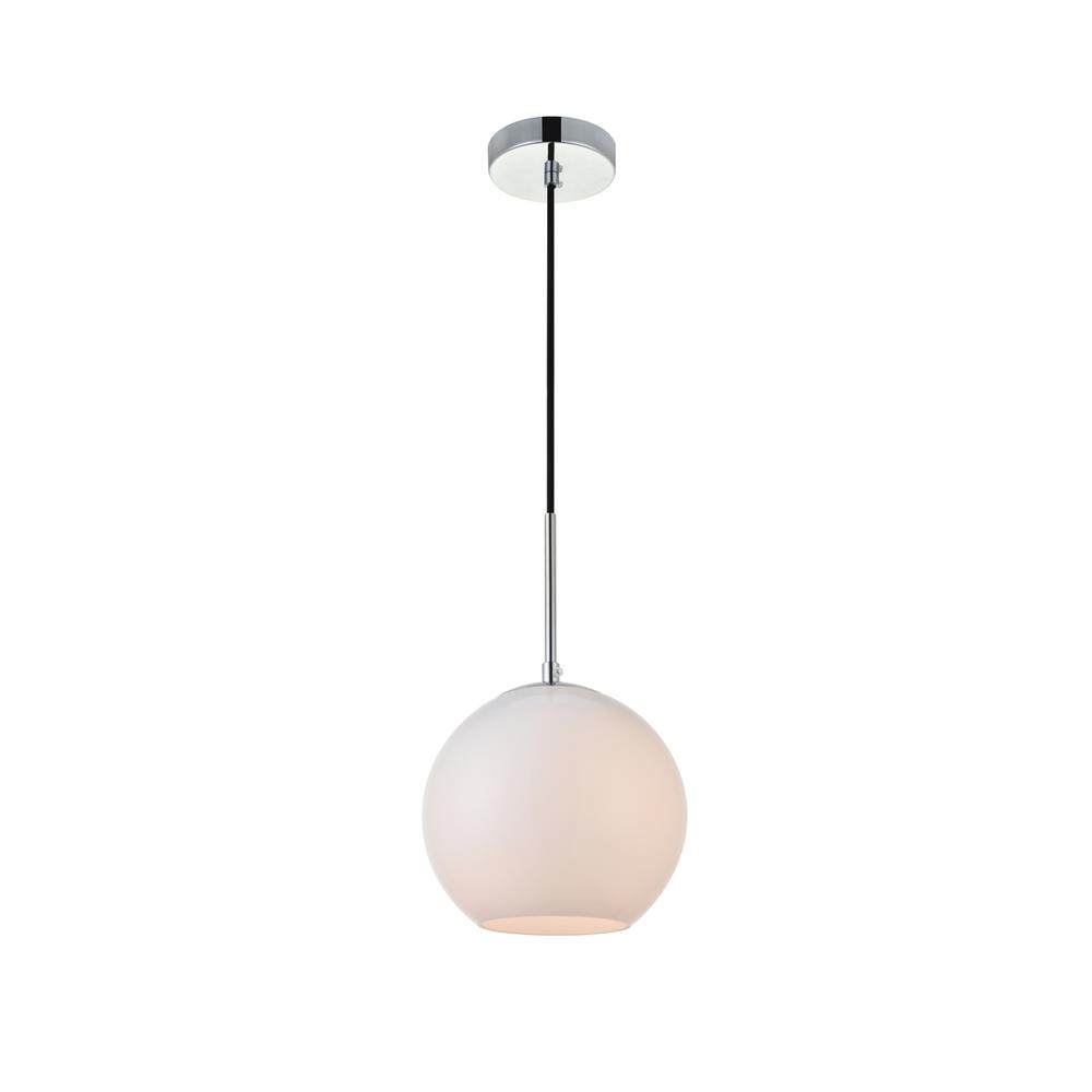 Alt View 2. Living District - Baxter 1 Light Chrome Pendant With Frosted White Glass - Chrome And Frosted White.