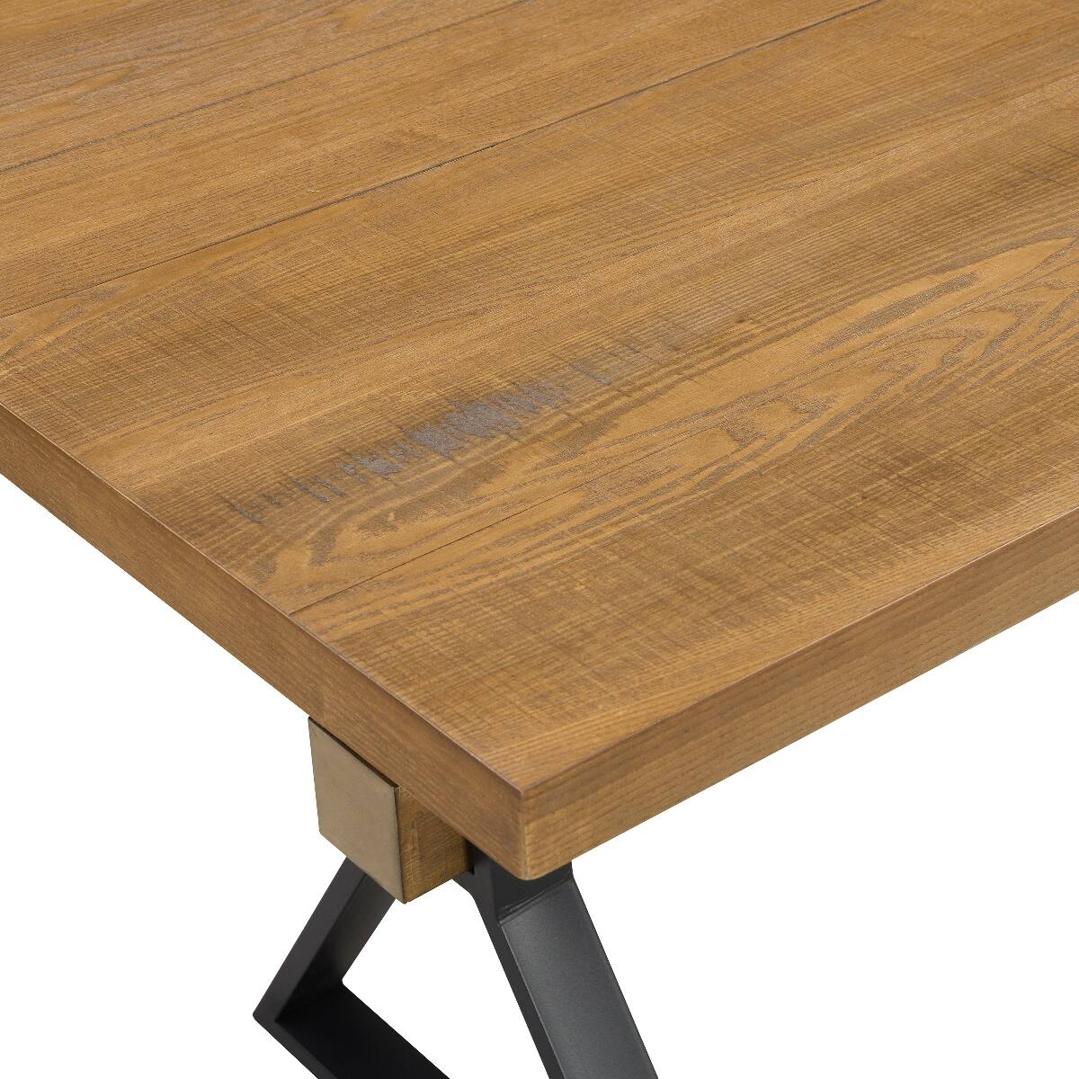 Alt View 1. Loheer - Loheer Brown Farmhouse Dining Table, X-Shaped Legs, Seats Six - Brown.