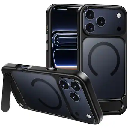 Front. hoco. - AS12 MagSafe Case with Kickstand for Apple iPhone 17 Pro Max - Black.