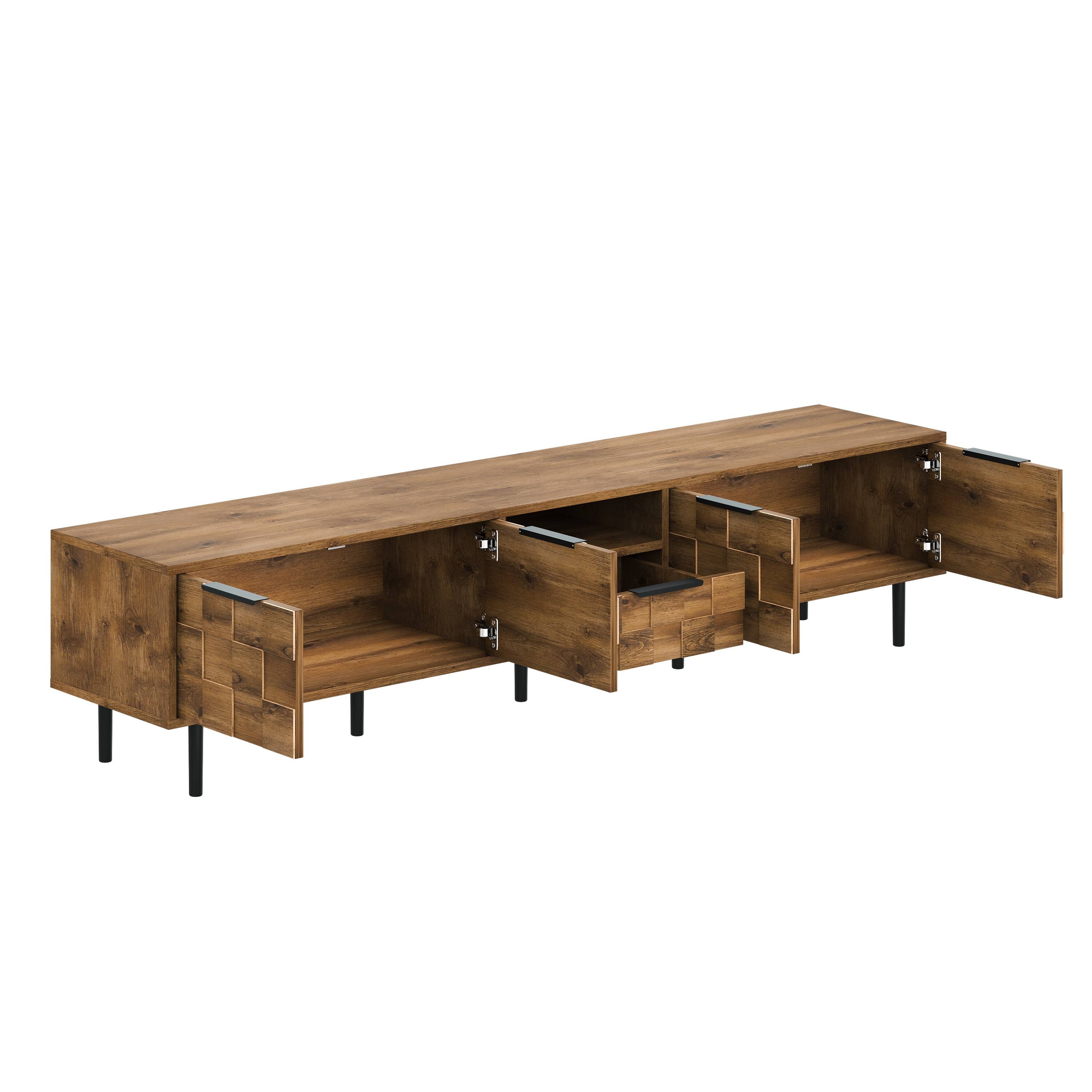 Alt View 7. Whisen - 78" Entertainment Center Wood TV Media with Storage for TVs up to 85", TV Console for Living Room, Natural Wood - Natural.