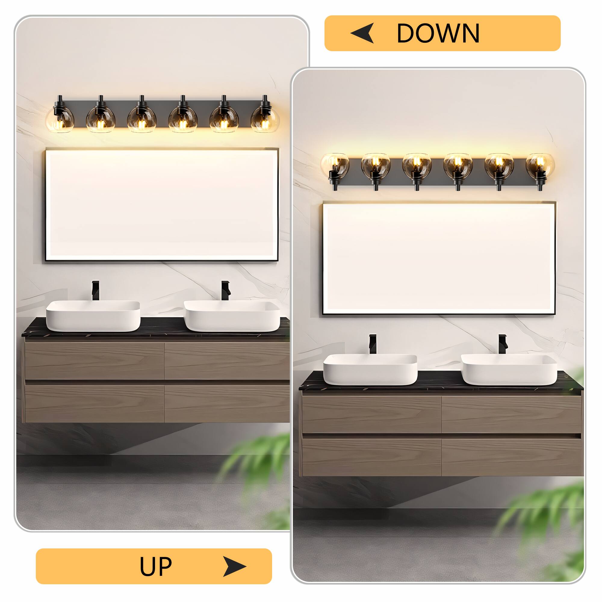 Alt View 1. APRILSOUL - Vanity Light Fixtures 6-Light Wood Bathroom Light Fixtures Over Mirror Rustic Sconces Wall Lighting with Glass Shade.