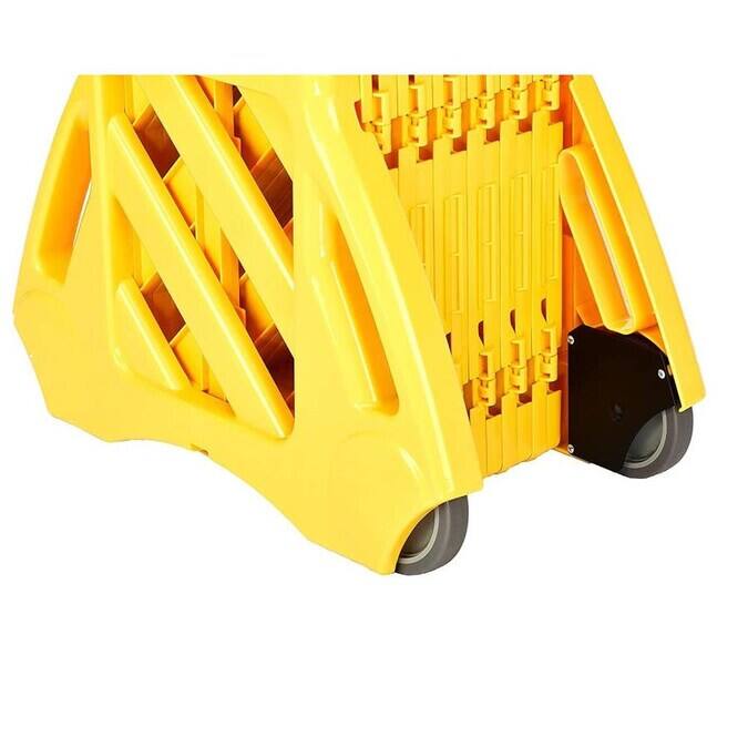 Angle. Alpine Industries - Safety Fence Barrier, 13 ft. Expandable Mobile High Visibility Bilingual, Traffic Barricade - Yellow.
