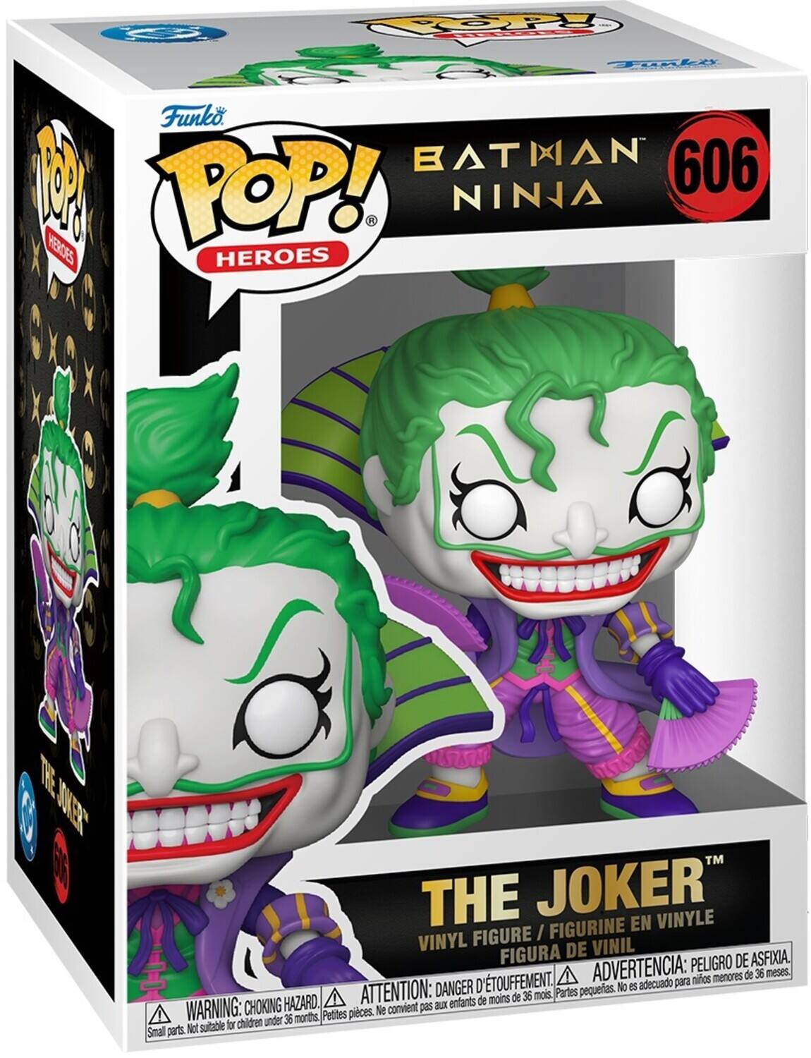Funko POP! Heroes  
BATMAN NINJA  
606  
THE JOKER™  
VINYL FIGURE / FIGURINE EN VINYLE / FIGURA DE VINIL  

ADVERTENCIA: PELIGRO DE ASFIXIA.  
ATTENTION: DANGER D'ÉTOUFFEMENT.  
WARNING: CHOKING HAZARD.  
Petits pièces.  
No es adecuado para niños menores de 36 meses.  
Not suitable for children under 36 months.