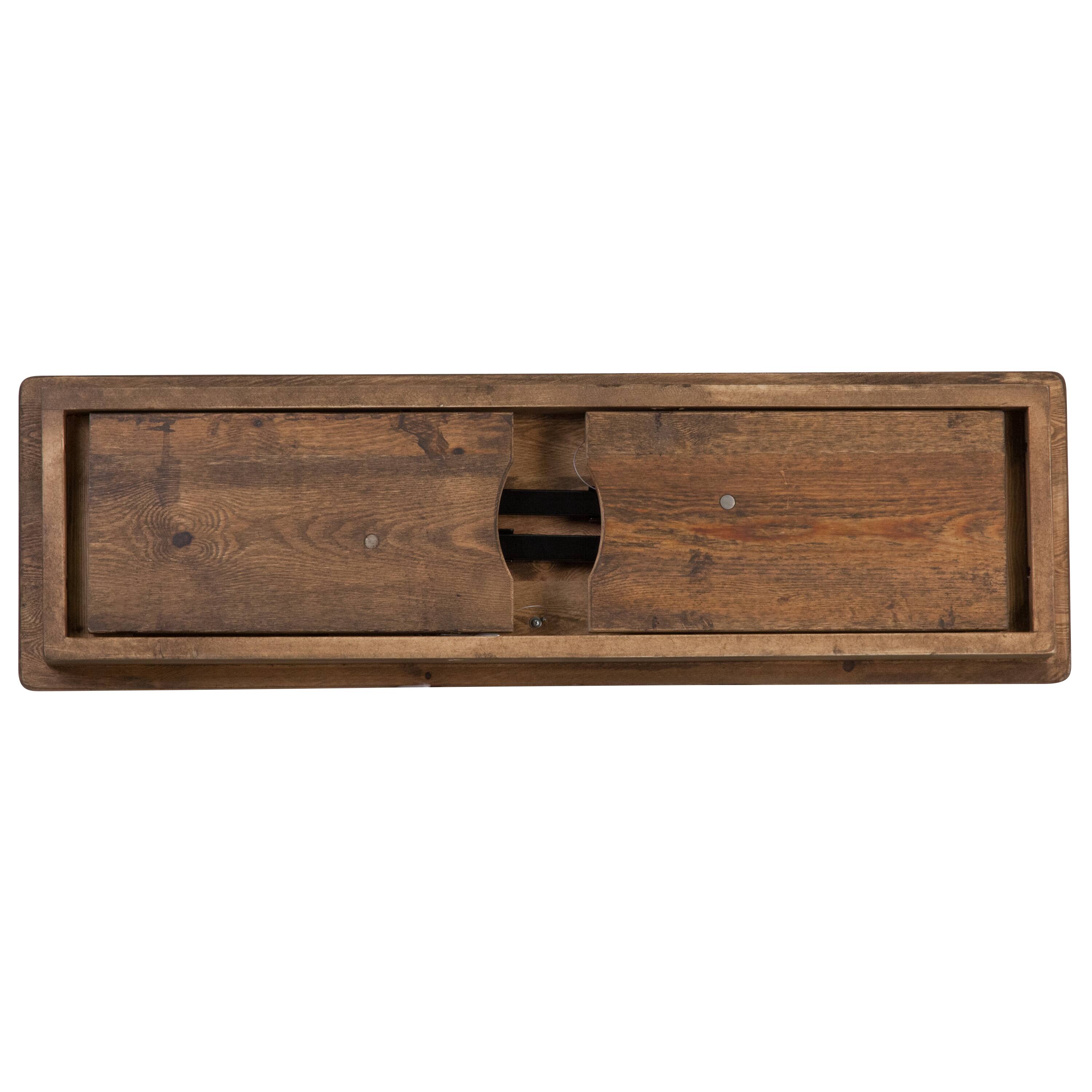 Back. Flash Furniture - HERCULES Series 7' x 40'' Antique Rustic Folding Farm Table and Four Bench Set - Brown.