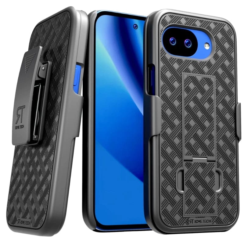 RomeTech - Belt Clip Holster Case for Google Pixel 10a, Back Stand - Black