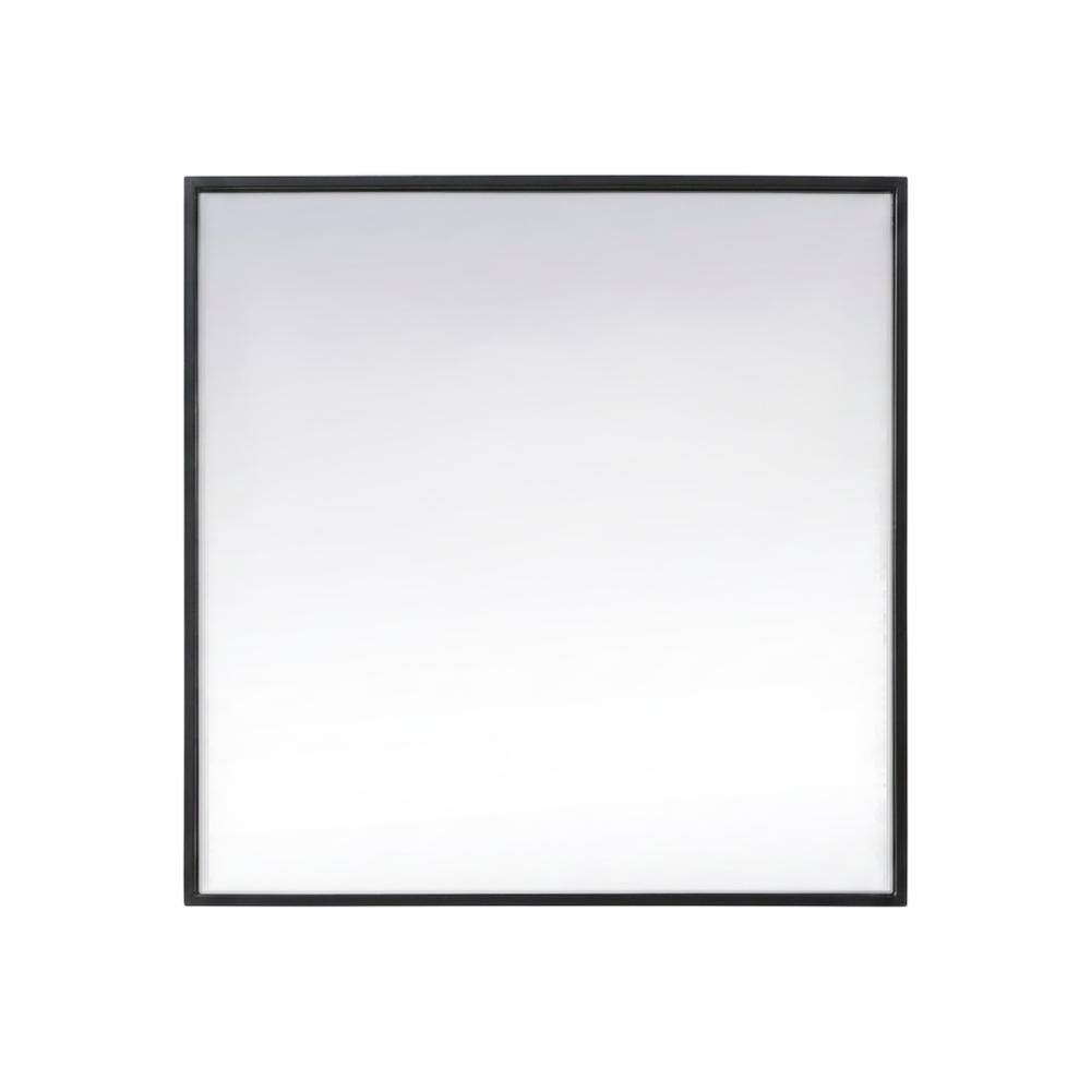 Front. Elegant Decor - Metal Frame Square Mirror 24 inch in Black - Black.