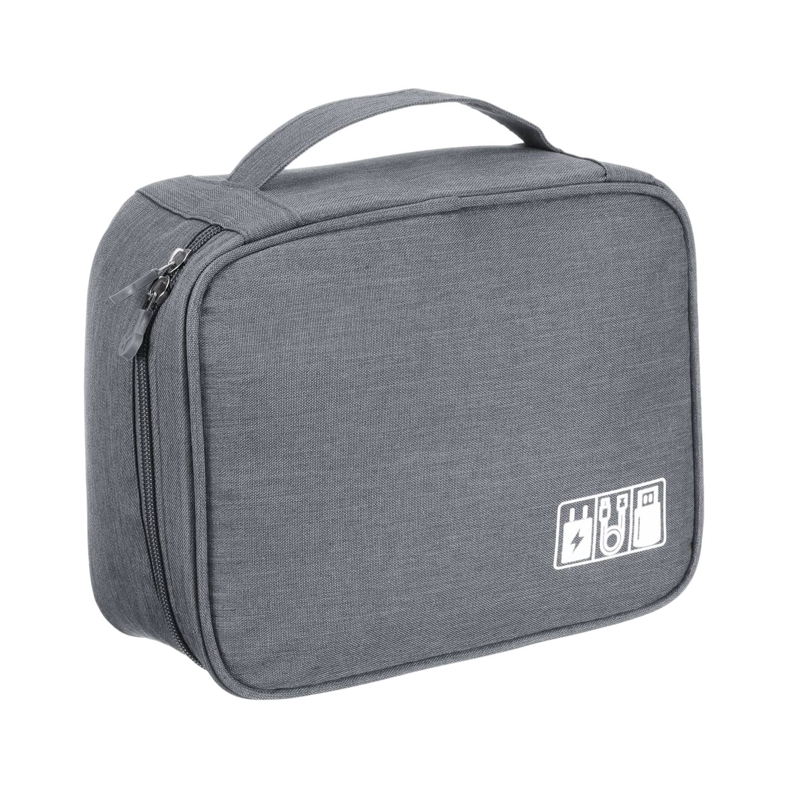 Unique Bargains - Travel Cable Organizer, Portable Case for Lens, Charger, Cord, Earphone - Gray